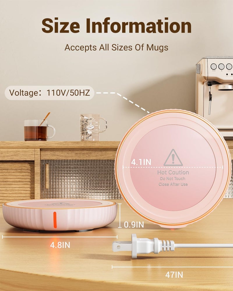 House Gem HouseGem Large Candle Warmer Plate - Coffee Cup Mug Warmer for Desk, Candle Melter, Electric Mug Heater for Beverages, Milk & Tea, Coffee Accessories Ideal Gifts Keep Cup Warm (Pink) - Image 5